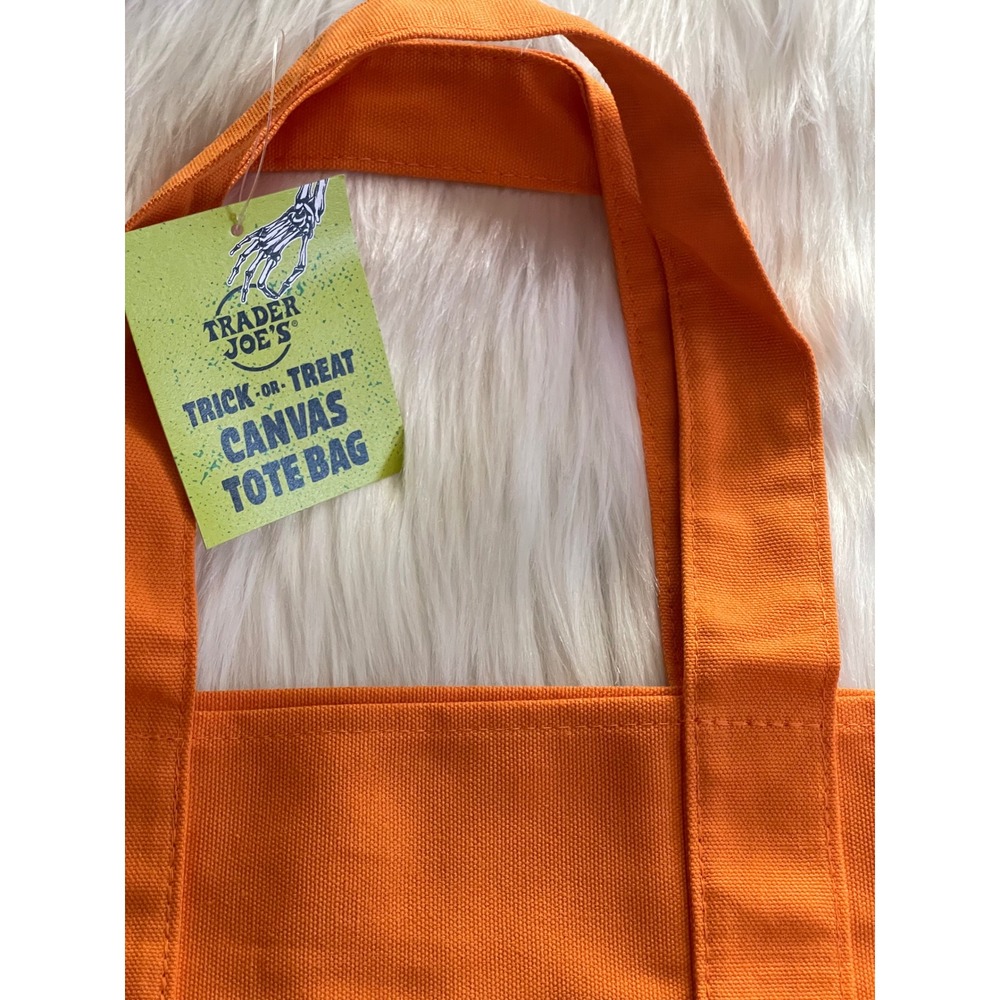 Trick or Treat Trader Joe's Mini Halloween Orange Canvas Tote Bag New - Picture 3 of 6